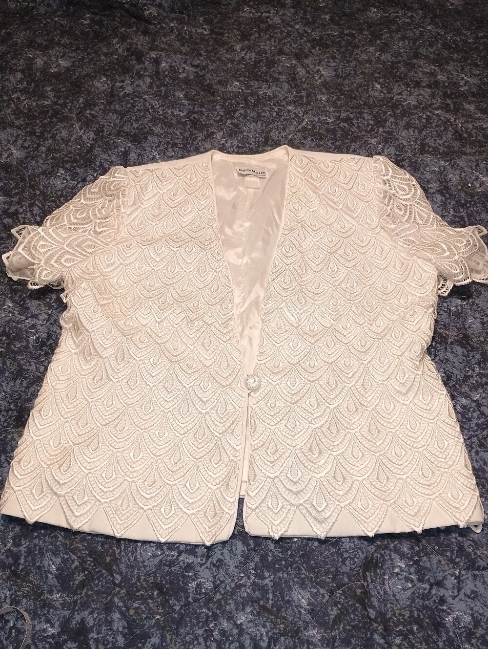 Vintage Karen Miller Two piece formal long dress and jacket Off White Size 16-18